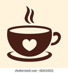 cup of coffee tea hot drink brown simple icon