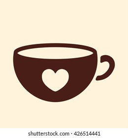 cup of coffee tea hot drink brown simple icon