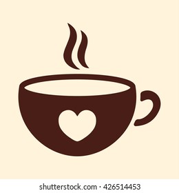 cup of coffee tea hot drink brown simple icon