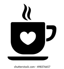 cup of coffee tea hot drink black vector icon on white background icon