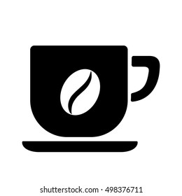 cup of coffee tea hot drink black vector icon on white background icon