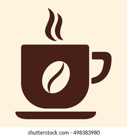 cup of coffee tea hot drink brown vector icon on white background