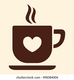 cup of coffee tea hot drink brown vector icon on white background