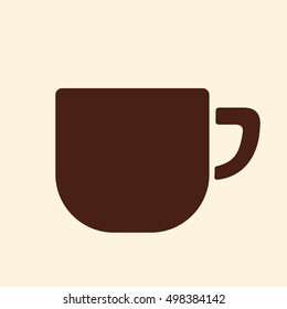 cup of coffee tea hot drink brown vector icon on white background