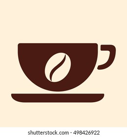 cup of coffee tea hot drink brown vector icon on white background