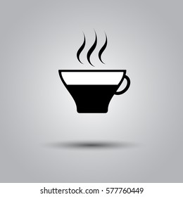 cup of coffee tea hot drink black vector icon on white background icon