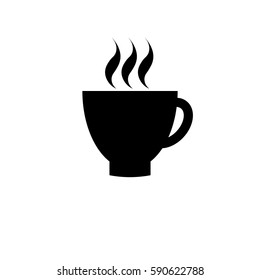 cup of coffee tea hot drink black vector icon on white background icon