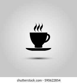 cup of coffee tea hot drink black vector icon on white background icon