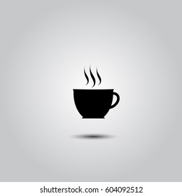 cup of coffee tea hot drink black vector icon on white background icon