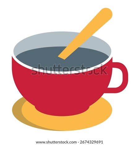 A cup of coffee or tea, a hot drink for breakfast. Flat vector illustration isolated on white background.