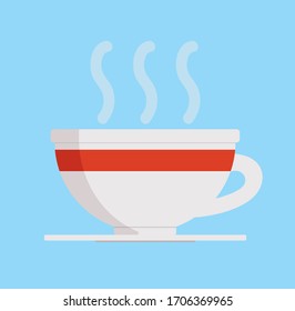 cup of coffee tea hot cup Flat Style vector