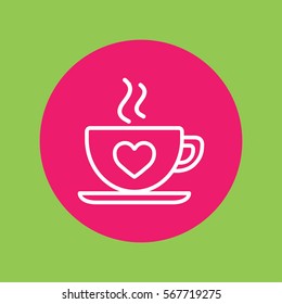 cup of coffee tea hot with hearts steam line icon