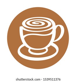 Cup of coffee or tea icon. Vector illustration with stylized cup for logo design
