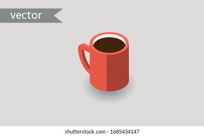 A cup of coffee or tea isometric flat design isolated on White background illustration