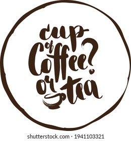 Cup Coffee Tea Lettering Vector Card Stock Vector (royalty Free 