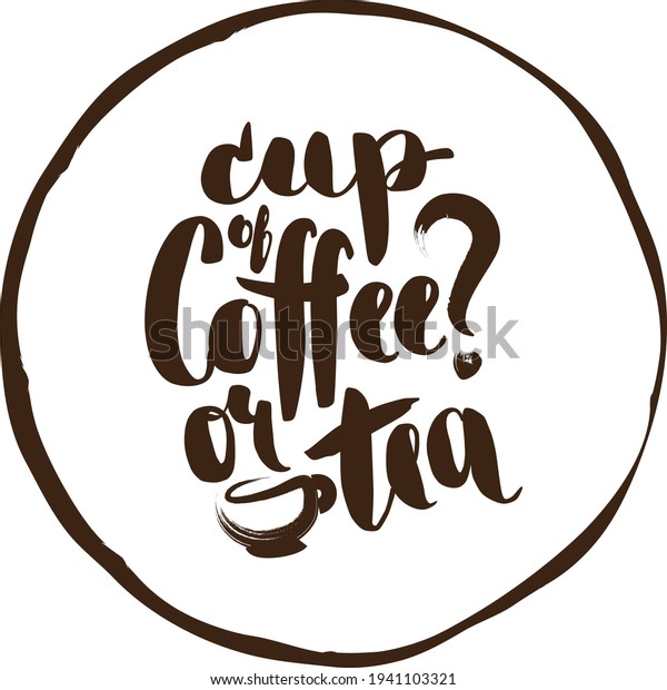 Cup Coffee Tea Lettering Vector Card Stock Vector (Royalty Free ...