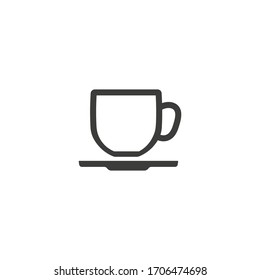 Cup of coffee tea line icon black on white.