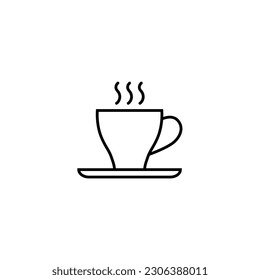 Icono de la línea de café y té de la copa, vector del logotipo