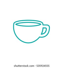 cup of coffee tea line icon blue on white
