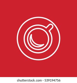 cup of coffee tea line icon white on red