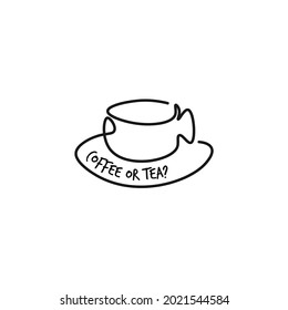 cup of coffee or tea line style logo template