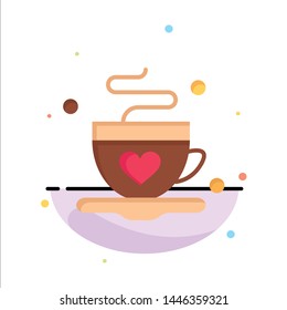 Cup, Coffee, Tea, Love Abstract Flat Color Icon Template