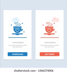 Cup, Coffee, Tea, Love  Blue and Red Download and Buy Now web Widget Card Template