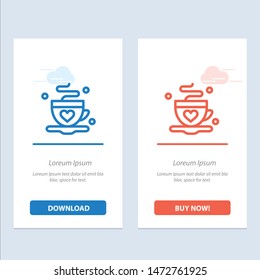 Cup, Coffee, Tea, Love  Blue and Red Download and Buy Now web Widget Card Template