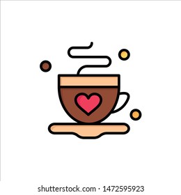 Cup, Coffee, Tea, Love  Flat Color Icon. Vector icon banner Template