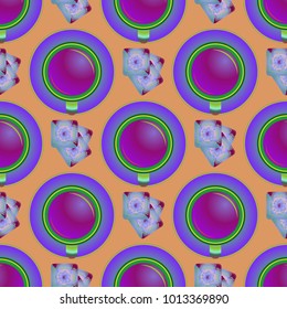 Cup of coffee or tea on background seamless pattern.