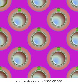 Cup of coffee or tea on background seamless pattern.