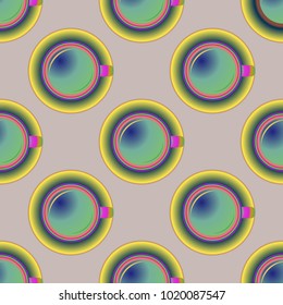 Cup of coffee or tea on background seamless pattern.