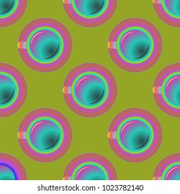 Cup of coffee or tea on background seamless pattern.