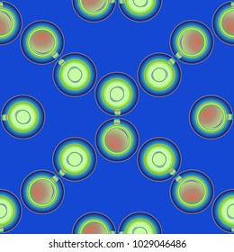 Cup of coffee or tea on background seamless pattern.
