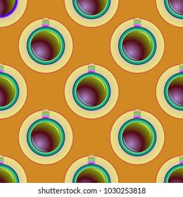 Cup of coffee or tea on background seamless pattern.