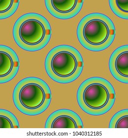 Cup of coffee or tea on background seamless pattern.