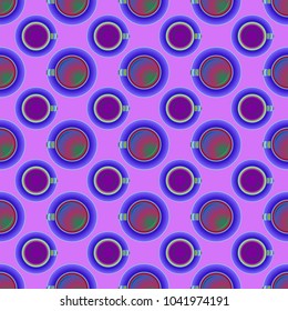 Cup of coffee or tea on background seamless pattern.