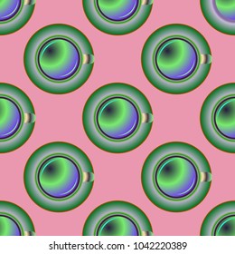 Cup of coffee or tea on background seamless pattern.