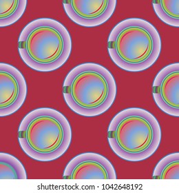 Cup of coffee or tea on background seamless pattern.
