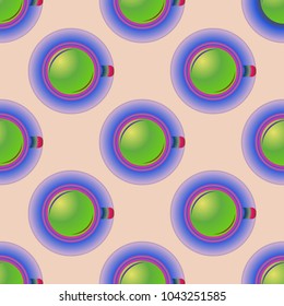 Cup of coffee or tea on background seamless pattern.