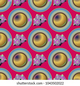 Cup of coffee or tea on background seamless pattern.