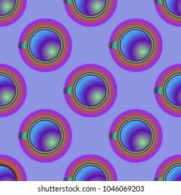 Cup of coffee or tea on background seamless pattern.