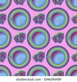 Cup of coffee or tea on background seamless pattern.