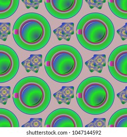 Cup of coffee or tea on background seamless pattern.