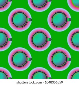Cup of coffee or tea on background seamless pattern.