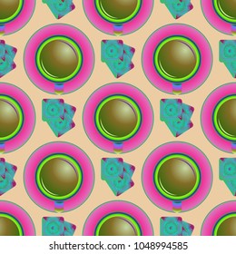 Cup of coffee or tea on background seamless pattern.