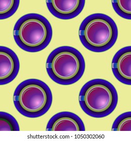 Cup of coffee or tea on background seamless pattern.