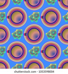 Cup of coffee or tea on background seamless pattern.