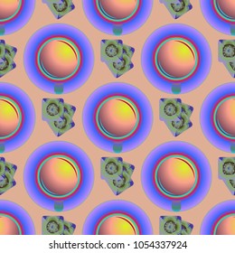 Cup of coffee or tea on background seamless pattern.
