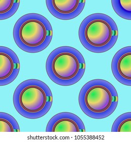 Cup of coffee or tea on background seamless pattern.